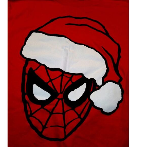 Marvel Santa Spiderman Red T-Shirt - Boys Size L - Picture 2 of 4